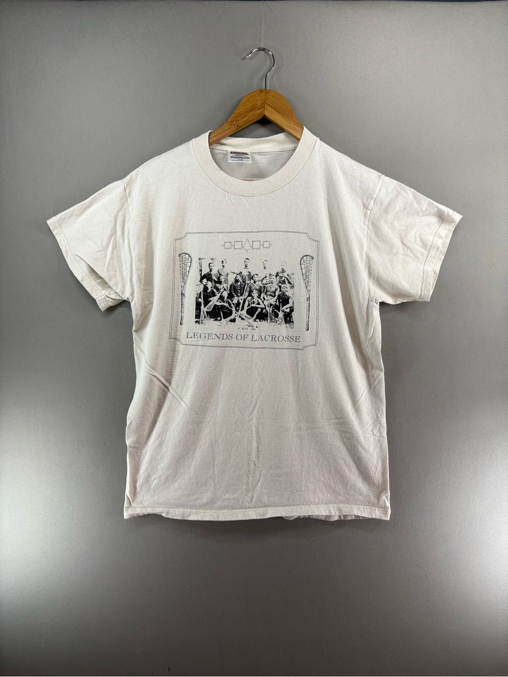 Vintage Tultex T-shirt Lacrosse Legends Size Large Beige Retro